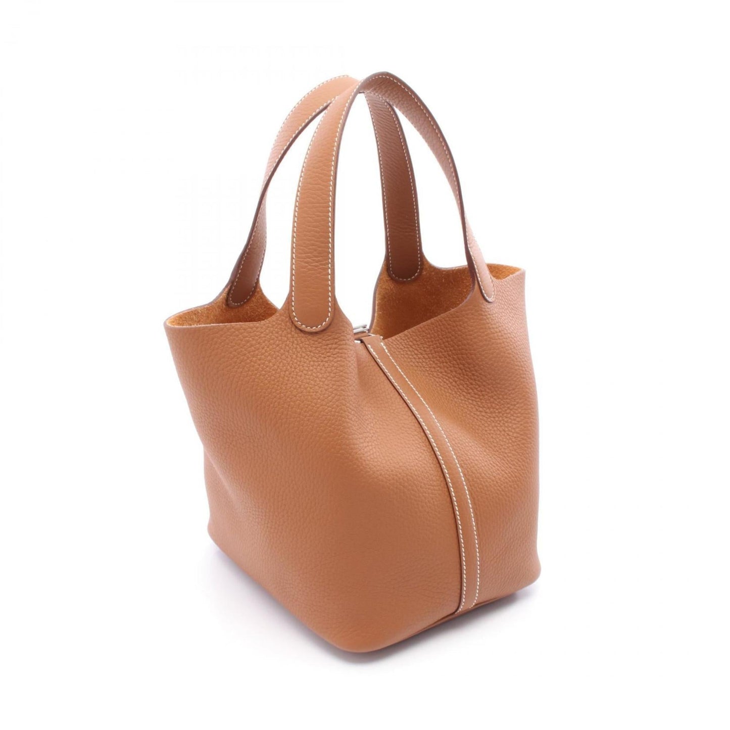Hermes Brown Gold Taurillon Clemence Leather Handbag ( )
