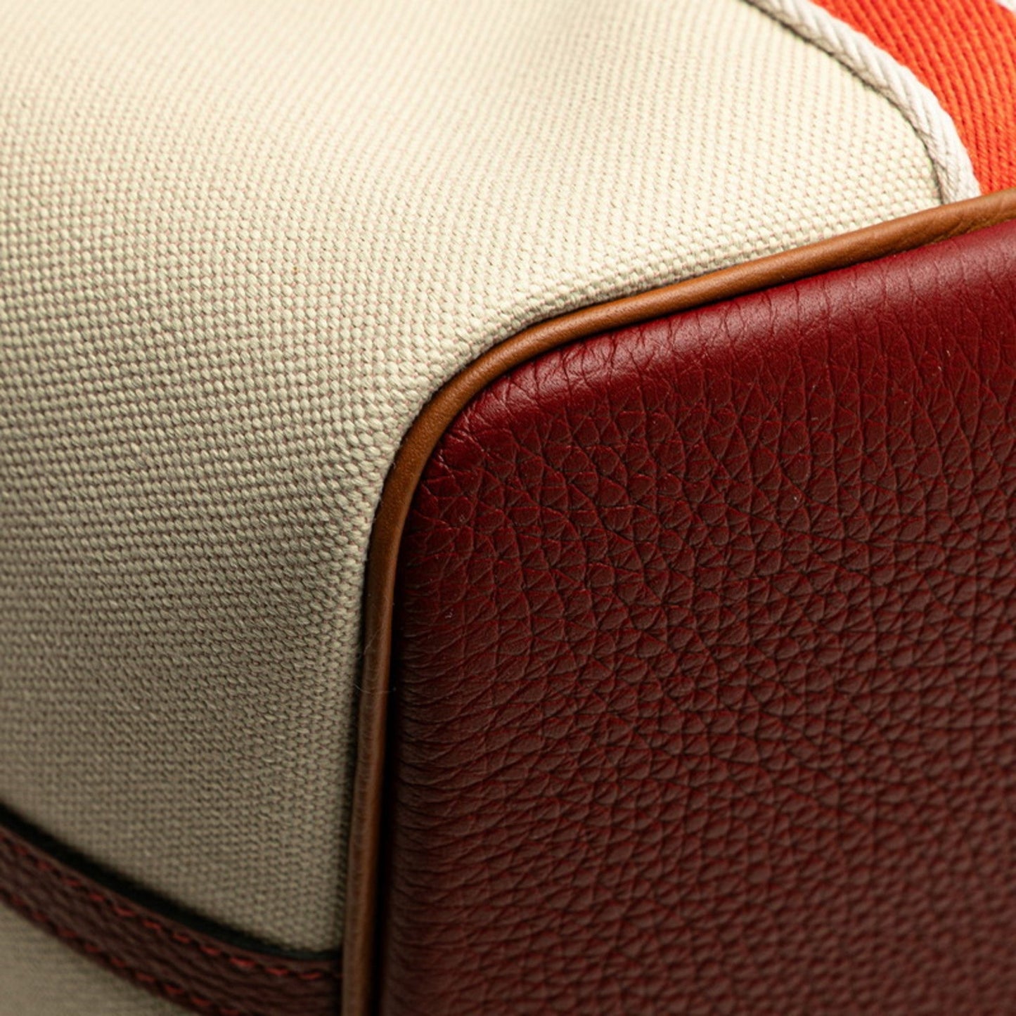 Hermes Beige Red Brown Taurillon Clemence Leather Tote Bag ( )