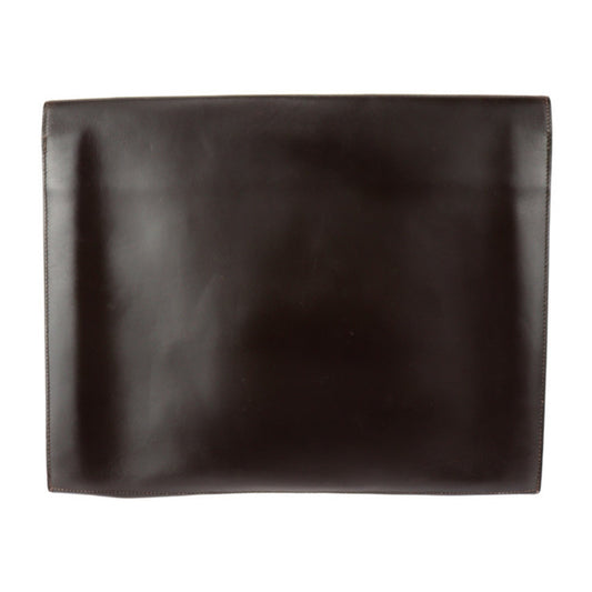 Hermes Dark Brown Box Calf Leather Clutch Bag Handbag ( )