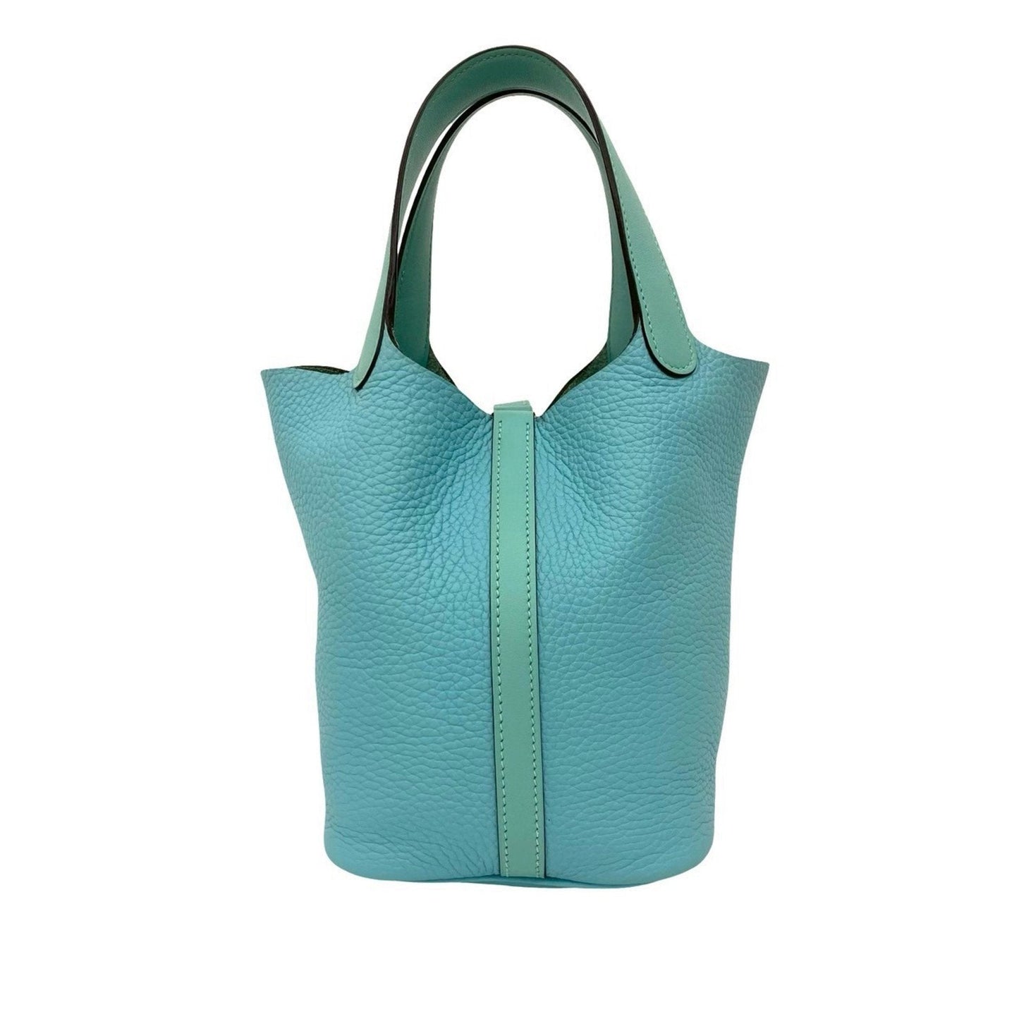 Hermes Blue Taurillon Clemence Leather Handbag Tote Bag ( )