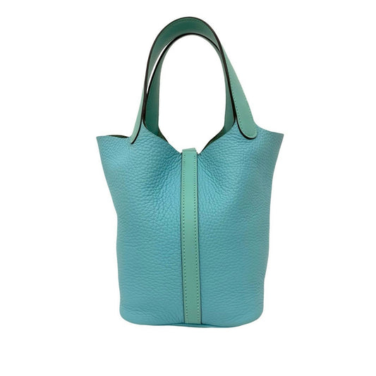 Hermes Blue Taurillon Clemence Leather Handbag Tote Bag ( )