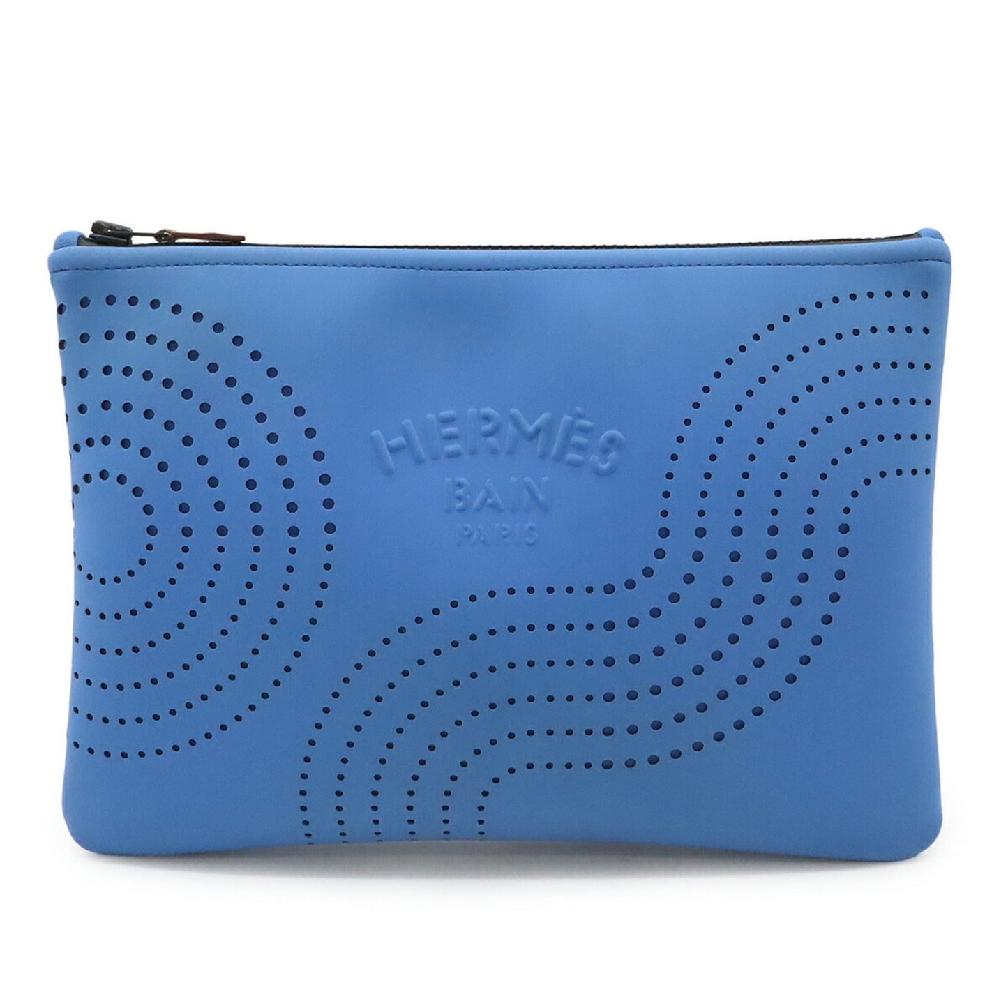 Hermes Blue Polyamide Leather Clutch Bag Pouch ( )