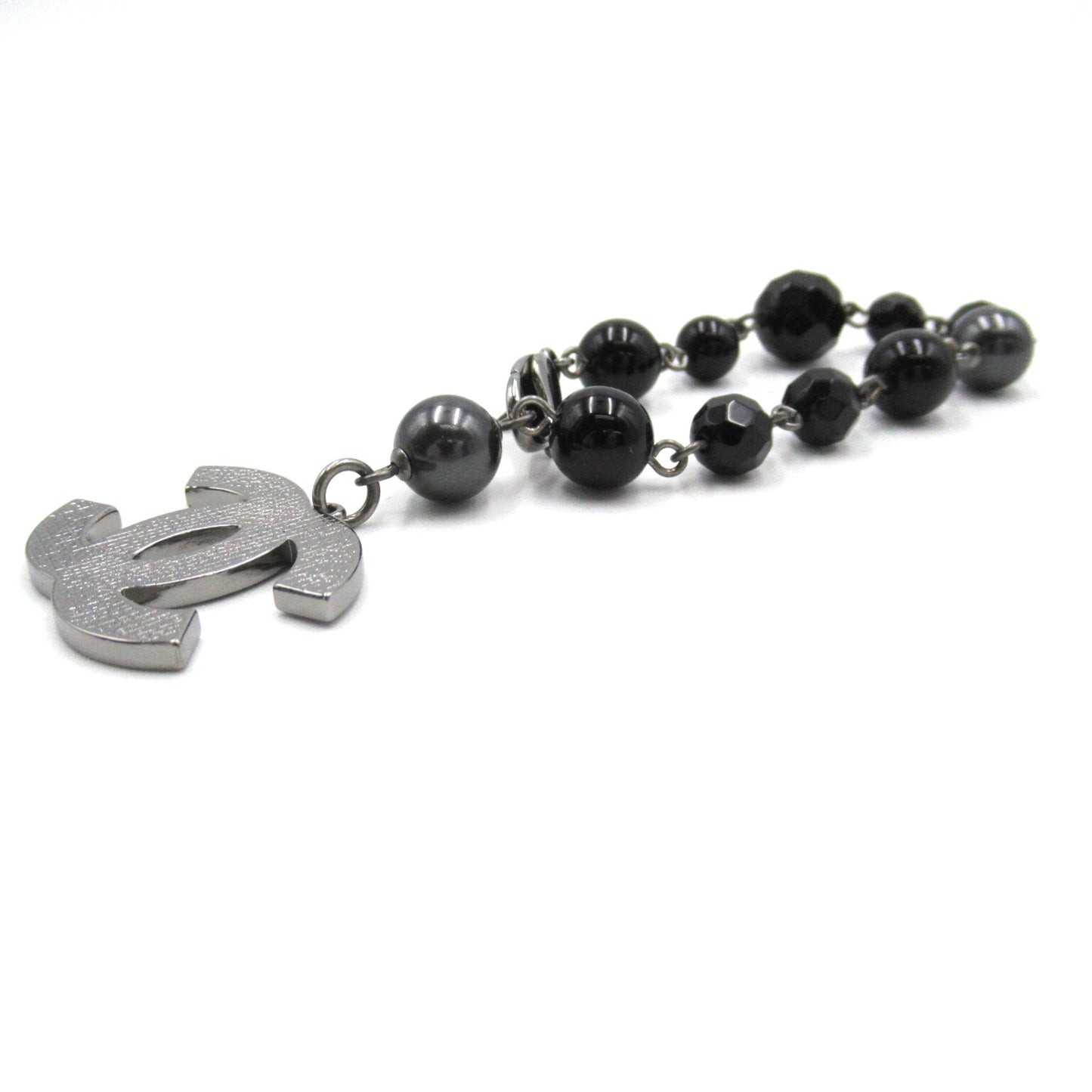 CHANEL A11V Bracelet Black Silver Plastic plating