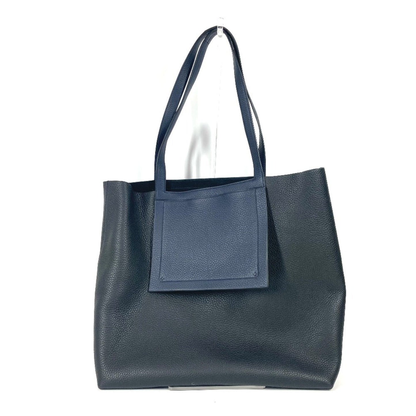 Hermes Black Navy Taurillon Clemence Leather Shoulder Bag Tote Bag ( )