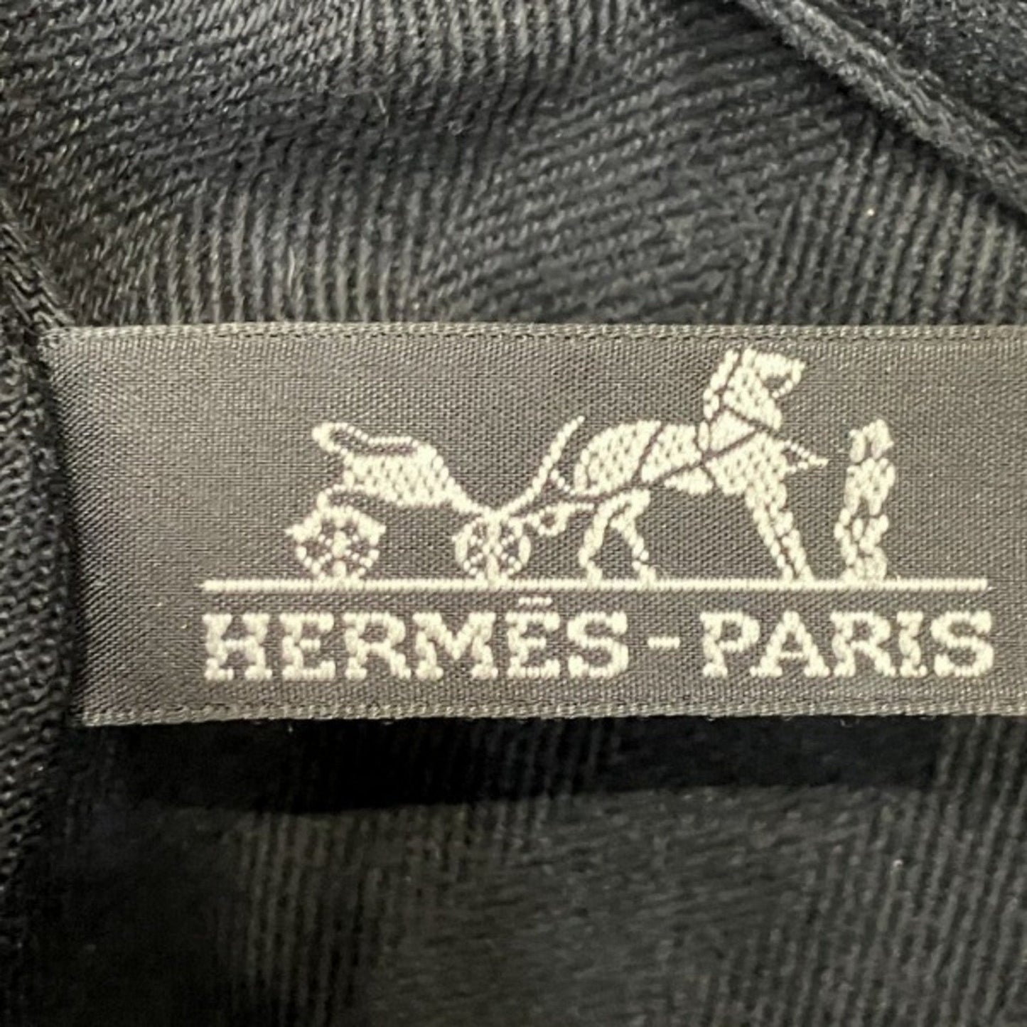 Hermes Black Toile Chevron Leather Handbag ( )