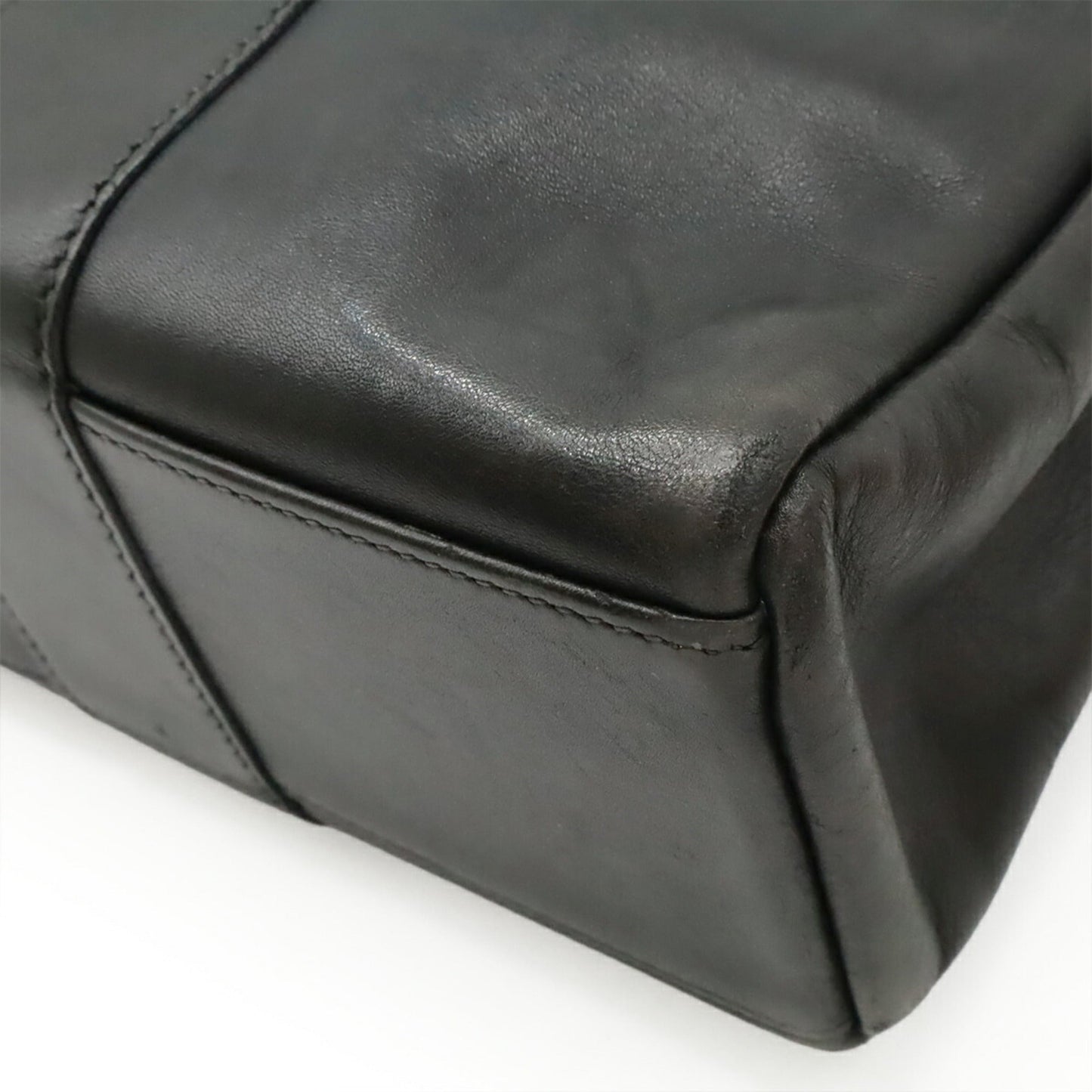 Hermes Black Leather Handbag Tote Bag ( )