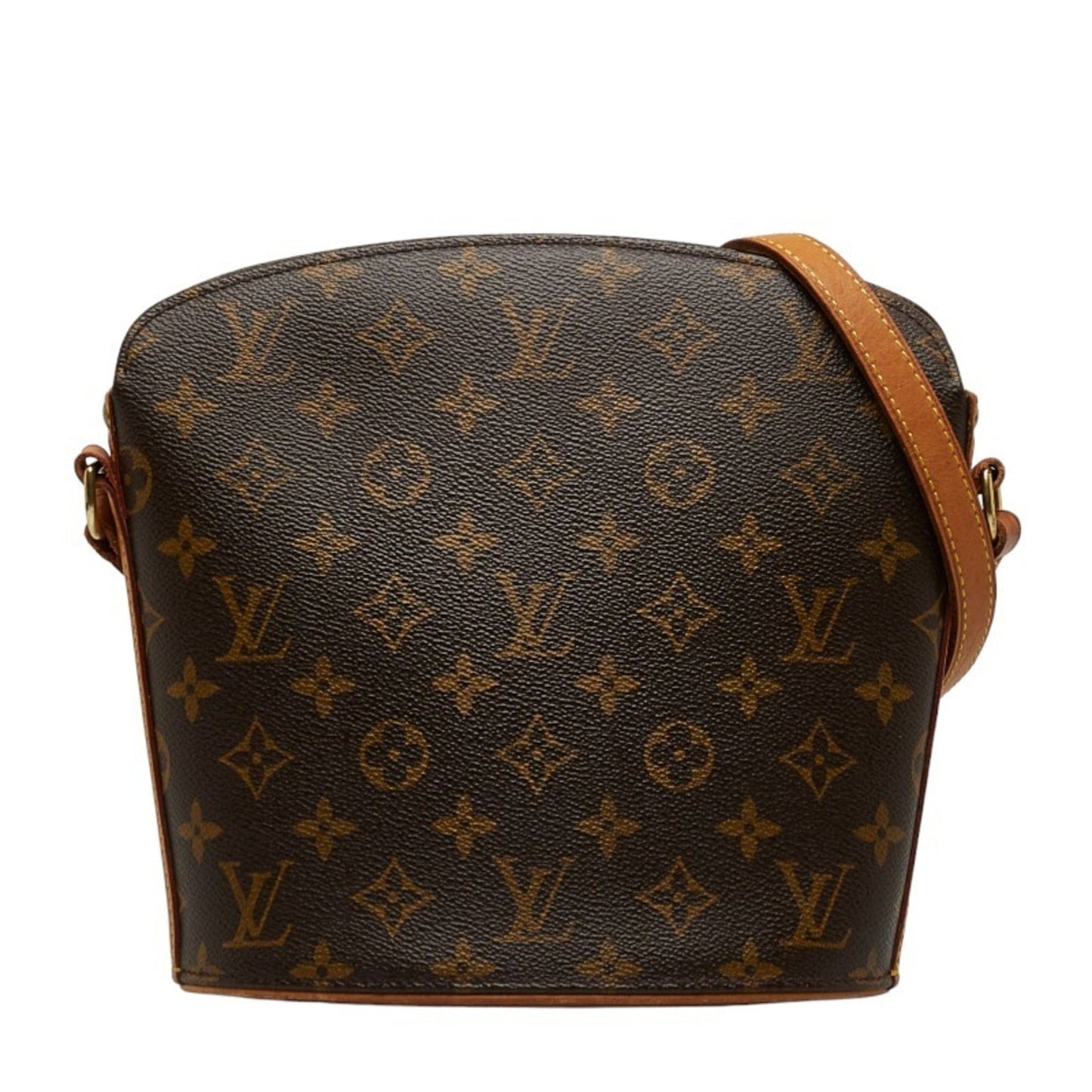 LOUIS VUITTON Monogram Drouot Shoulder Bag M51290 Brown PVC Leather Women's