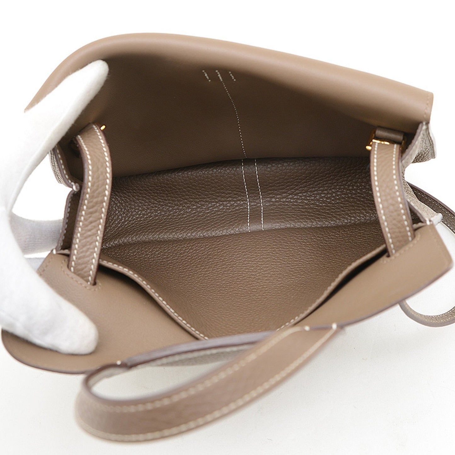 Hermes Alezan Etoupe Gray Taurillon Clemence Leather Handbag Shoulder Bag ( )