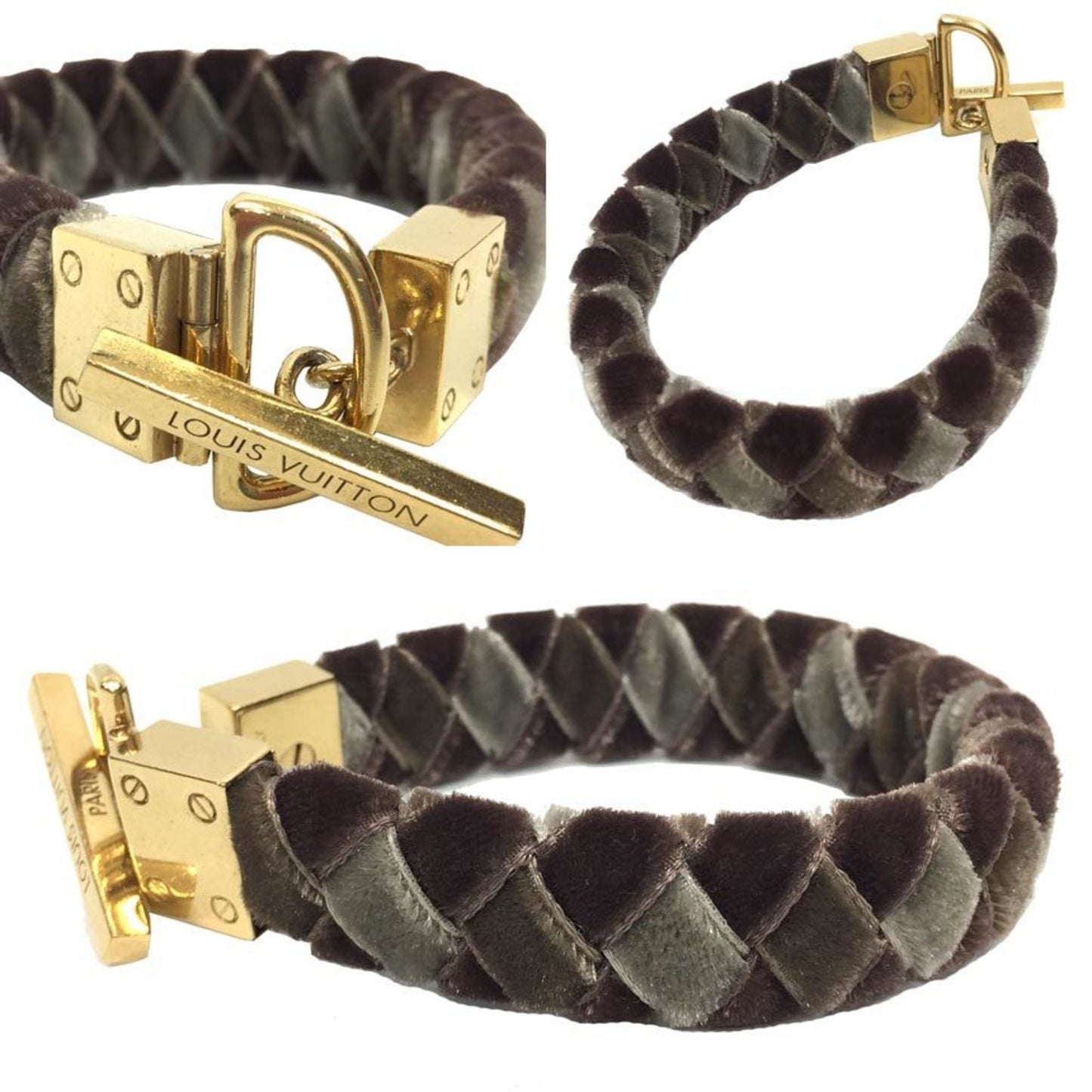 LOUIS VUITTON Velor Bracelet Khaki x Brown