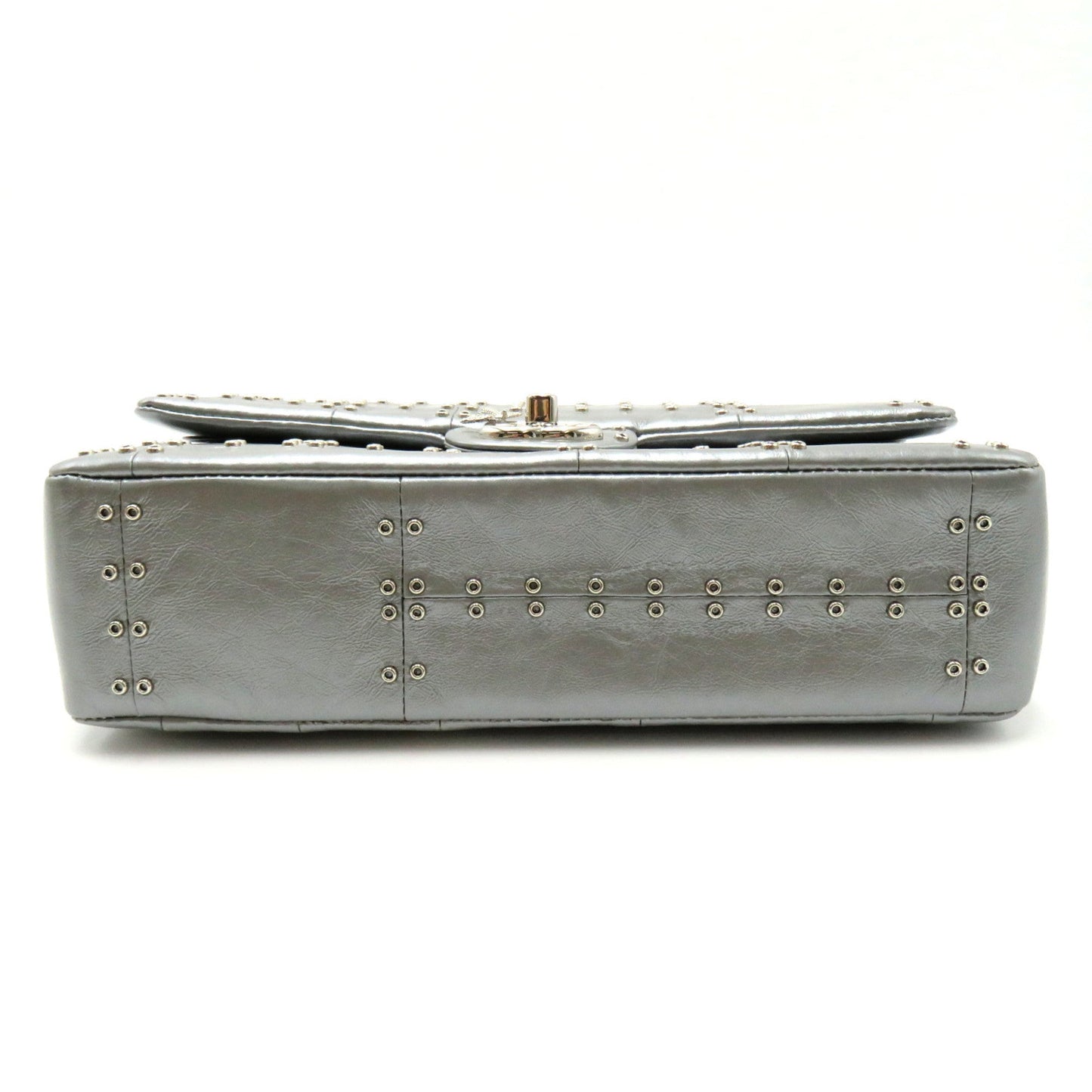 CHANEL Airline W Flap ChainShoulder Silver Calfskin [cowhide]