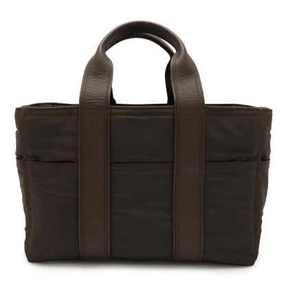 Hermes Brown Nylon Leather Handbag Tote Bag ( )