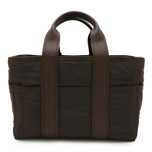 Hermes Brown Nylon Leather Handbag Tote Bag ( )