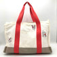 Hermes Adada Ivory Red Color Canvas Tote Bag ( )