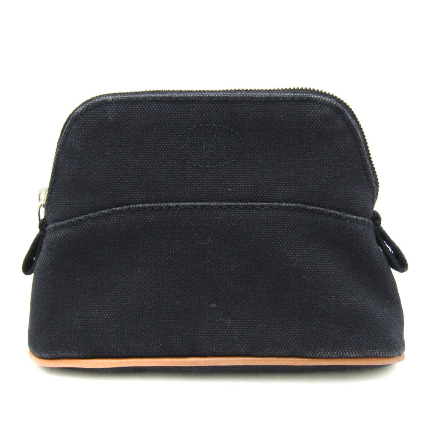 Hermes Bolide Black Brown Cotton Leather Pouch ( )