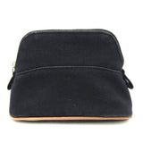 Hermes Bolide Black Brown Cotton Leather Pouch ( )