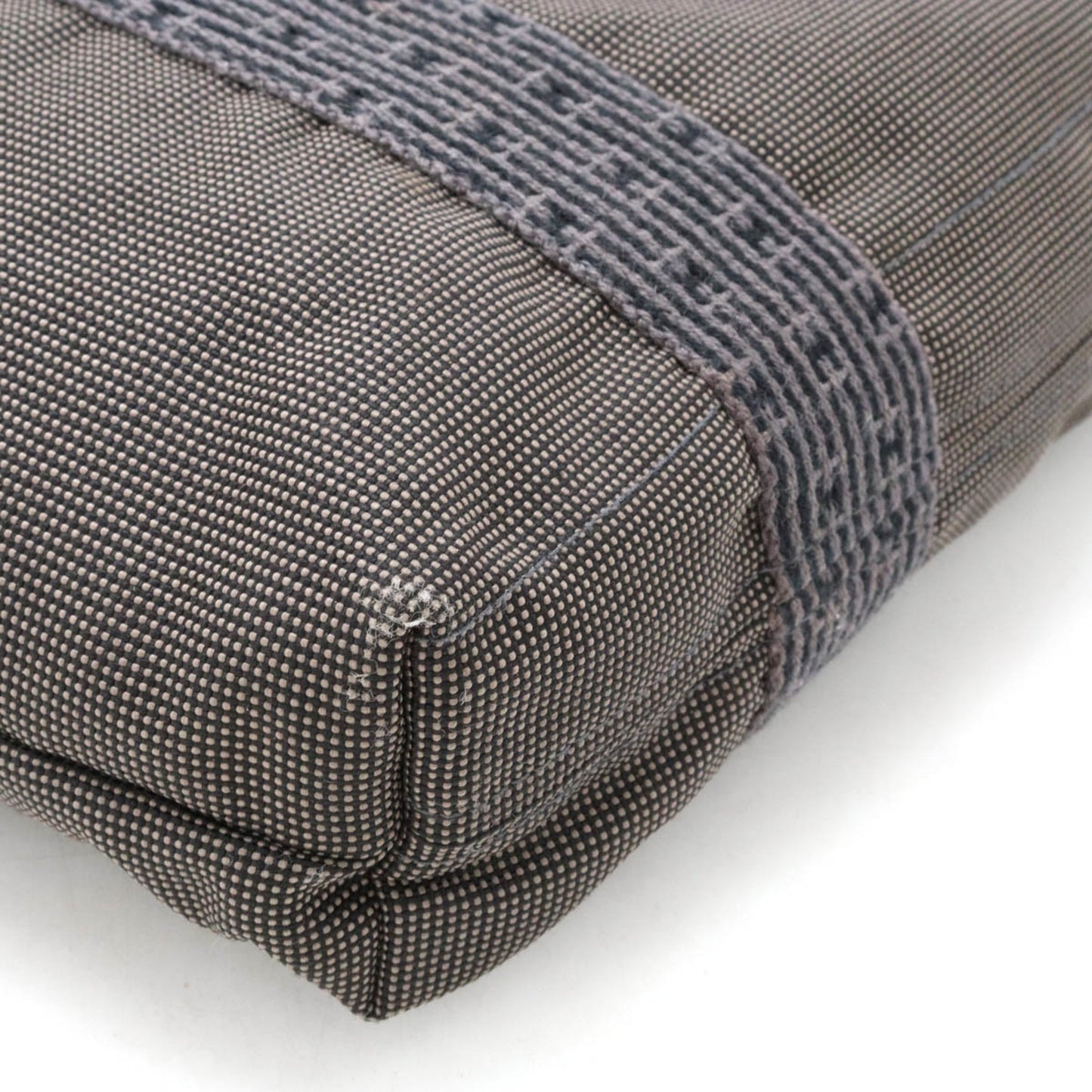 Hermes Black Gray Canvas Tote Bag ( )