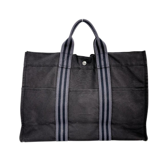 Hermes Black Canvas Tote Bag ( )
