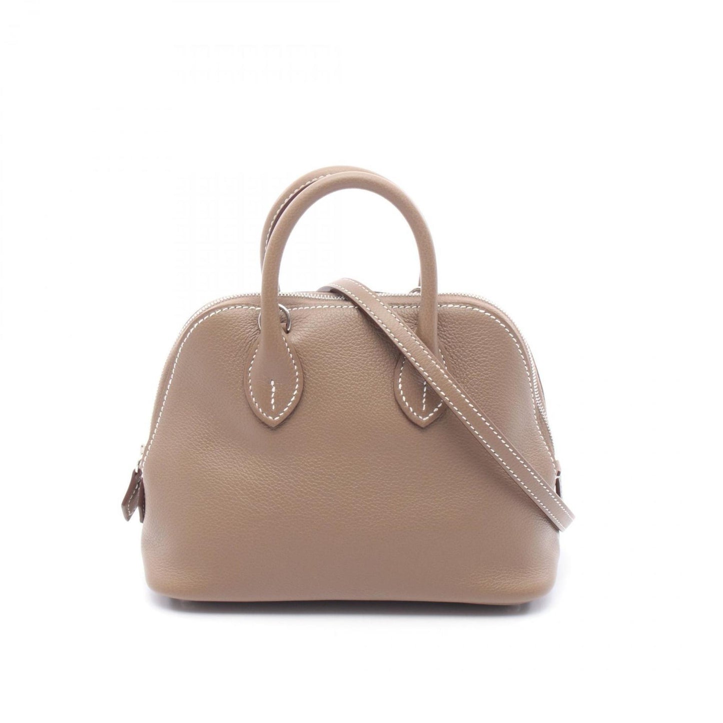 Hermes Bolide Brown Etoupe Gray Leather Handbag ( )