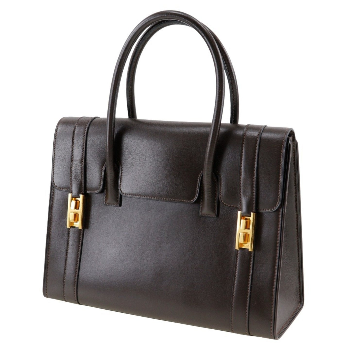 Hermes Brown Chocolat Box Calf Leather Handbag ( )