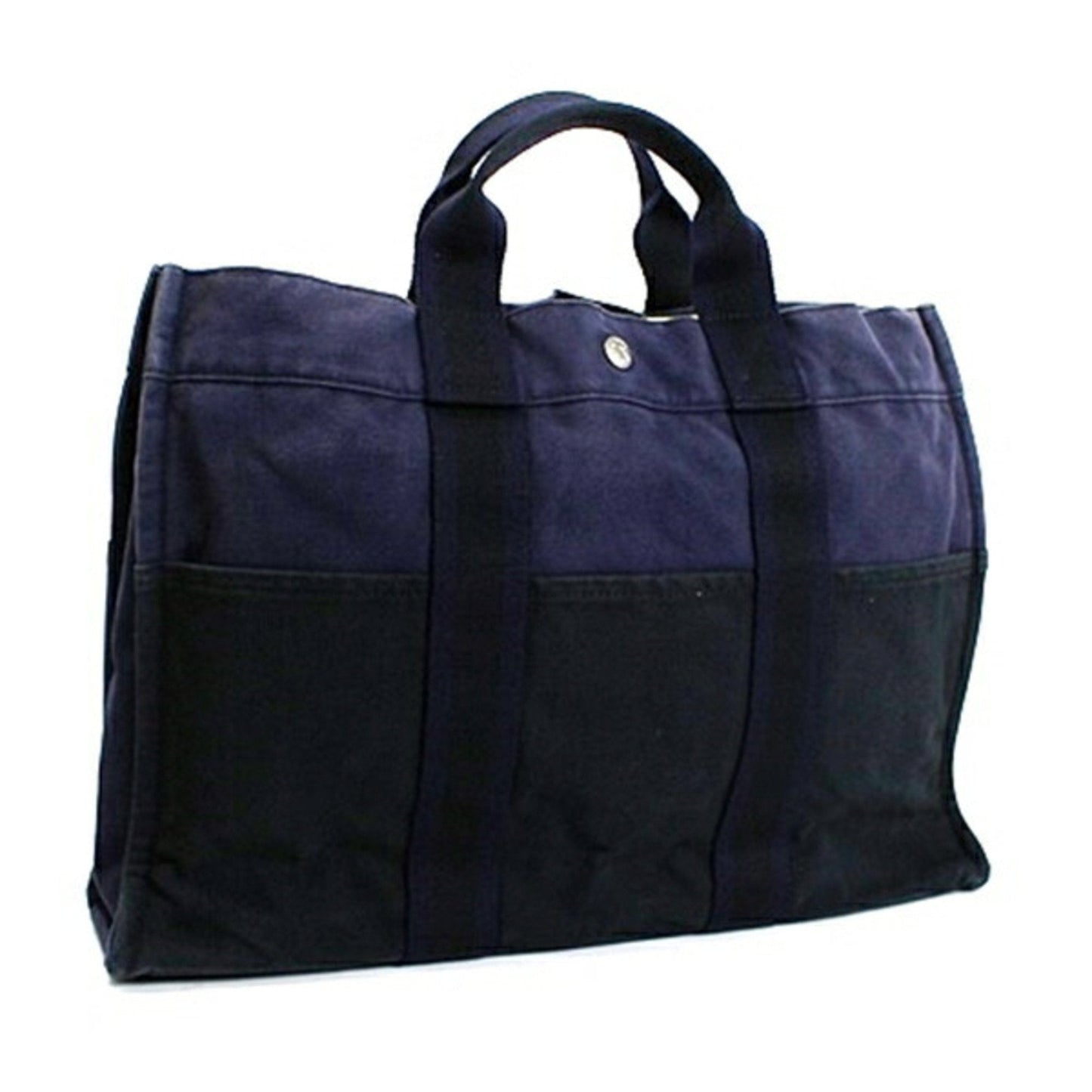 Hermes Black Navy Canvas Tote Bag ( )