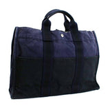 Hermes Black Navy Canvas Tote Bag ( )