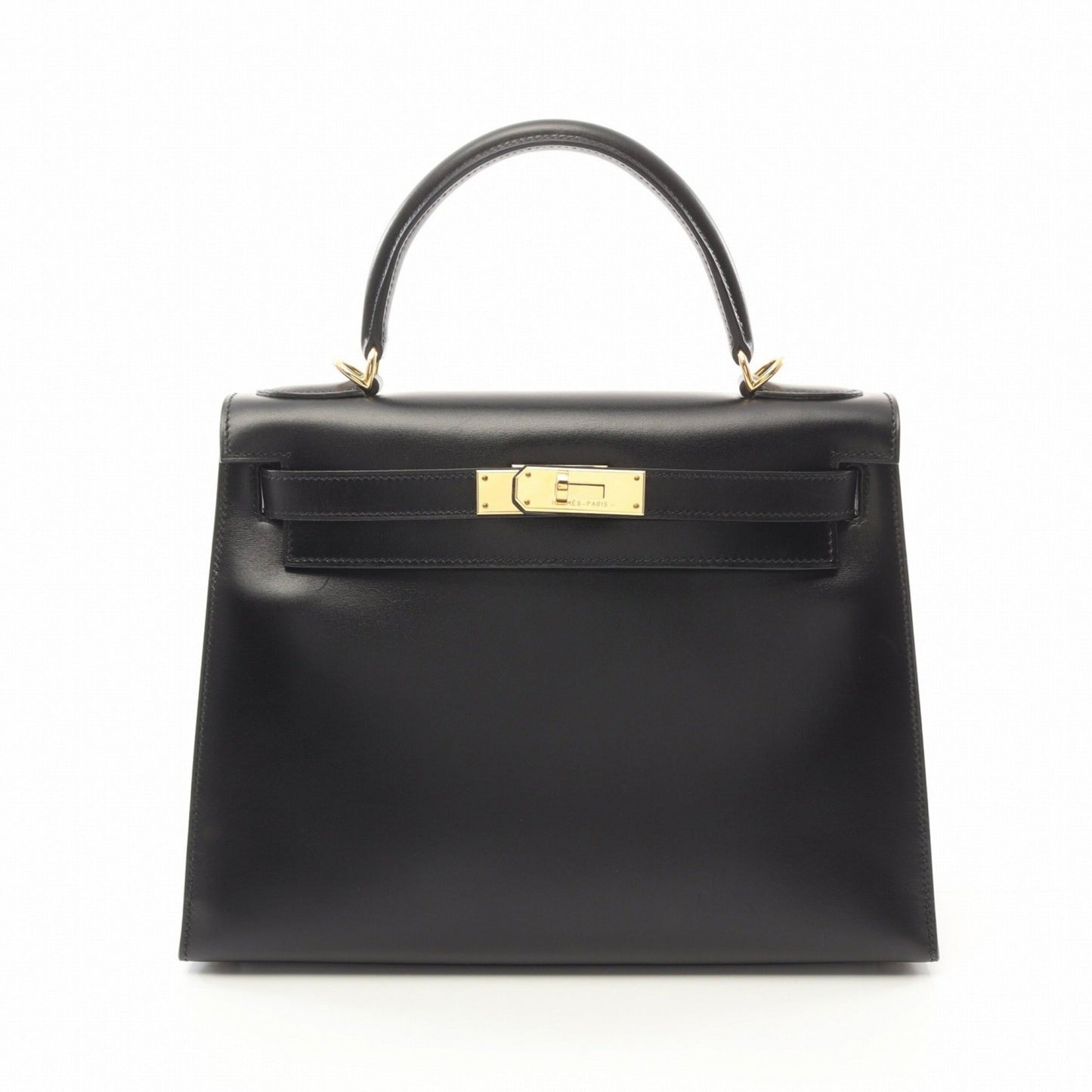 Hermes Black Box Calf Leather Leather Handbag ( )