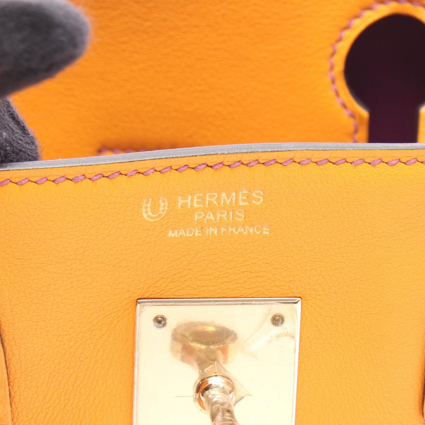 Hermes Anemone Orange Purple Leather Handbag ( )