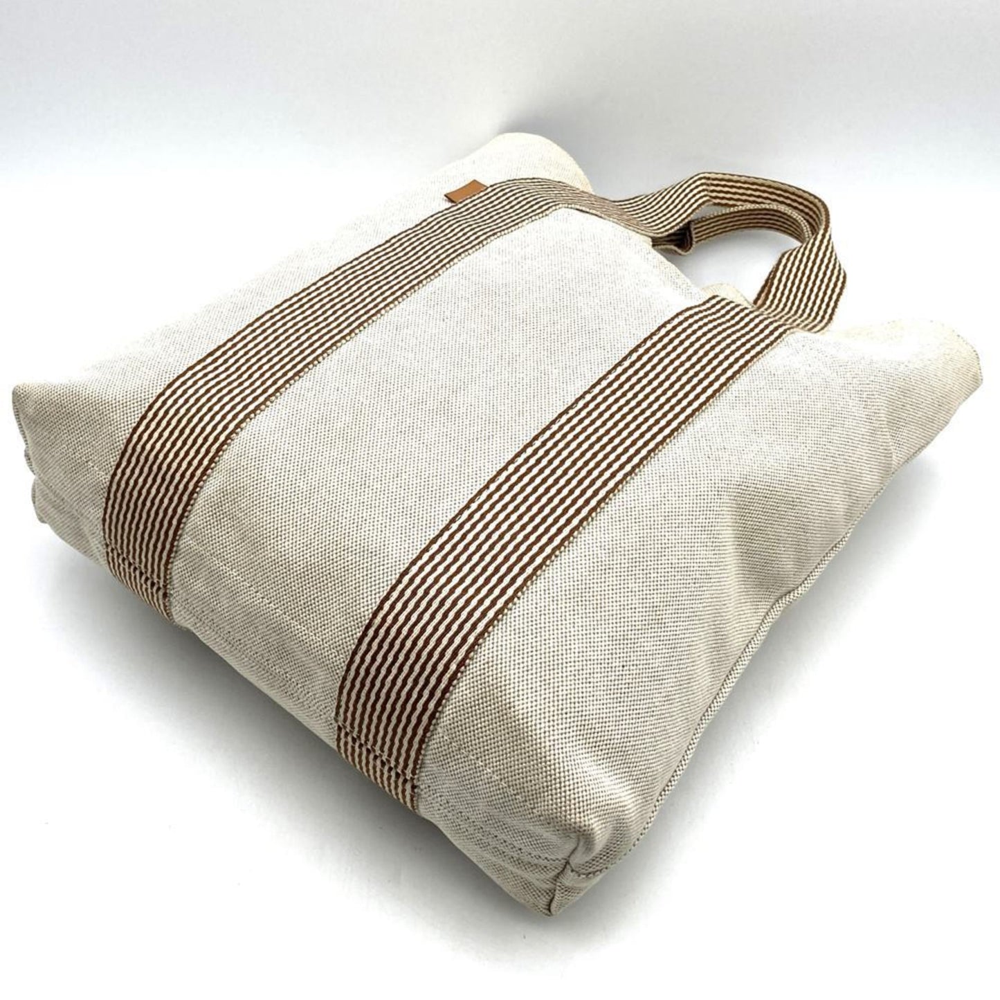 Hermes Beige Canvas Handbag Tote Bag ( )