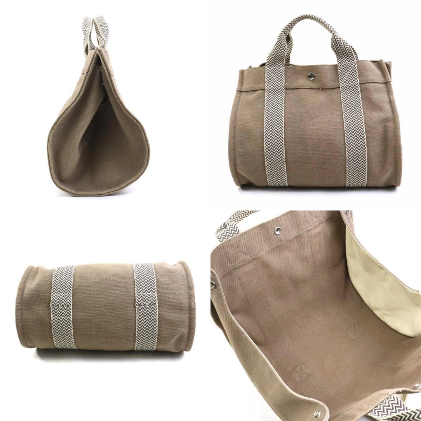 Hermes Brown Cotton Handbag Tote Bag ( )