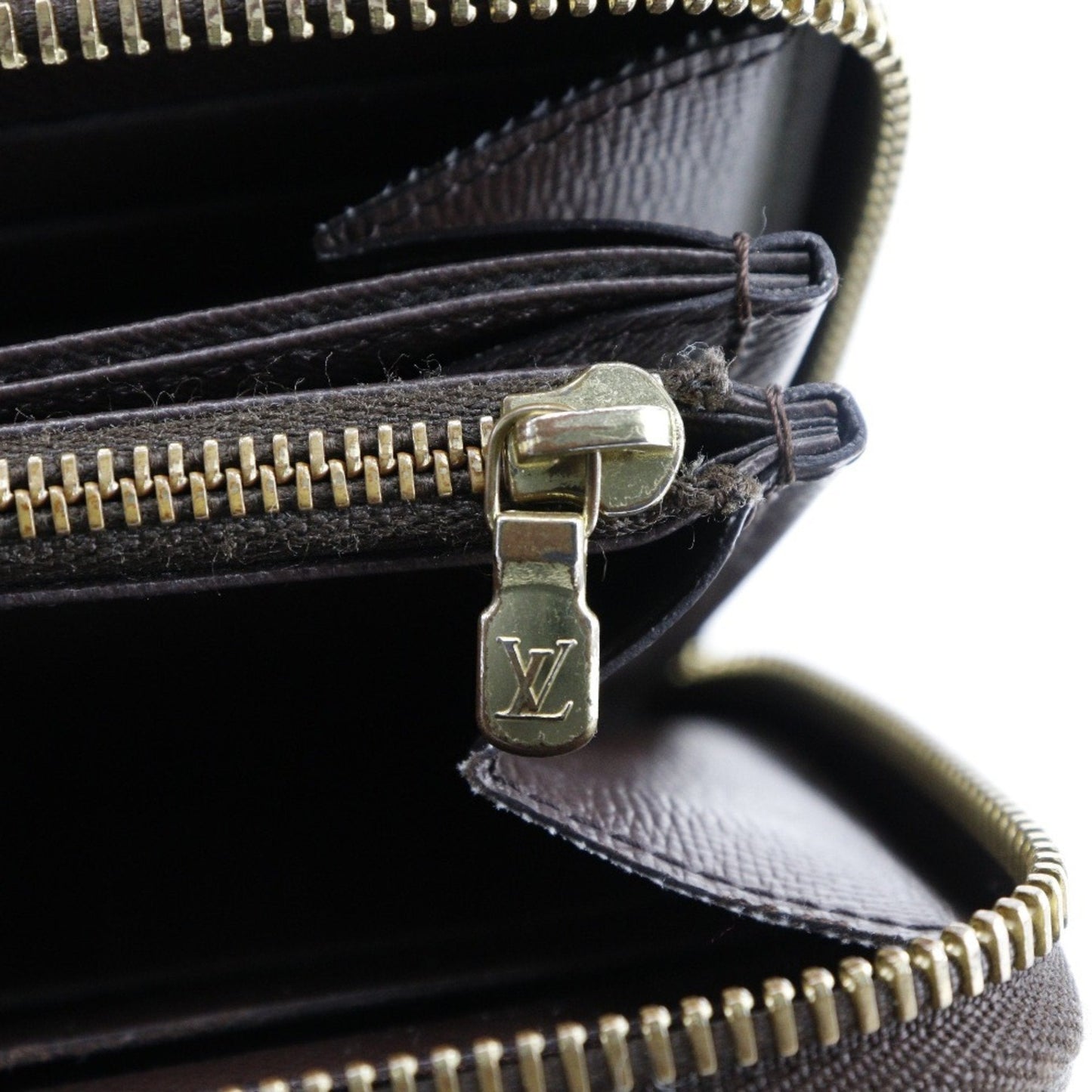 LOUIS VUITTON Zippy Wallet Long N41661 Damier Canvas Brown MI2156 Unisex