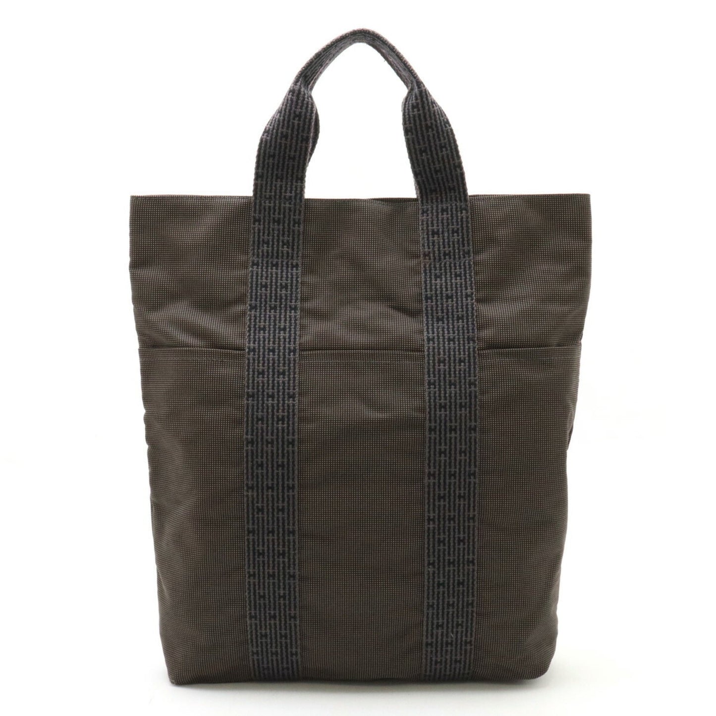 Hermes Black Gray Canvas Tote Bag ( )