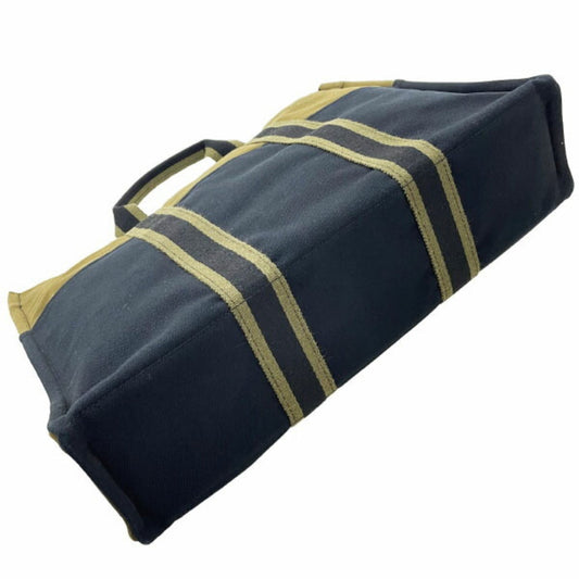 Hermes Black Green Khaki Canvas Handbag Tote Bag ( )