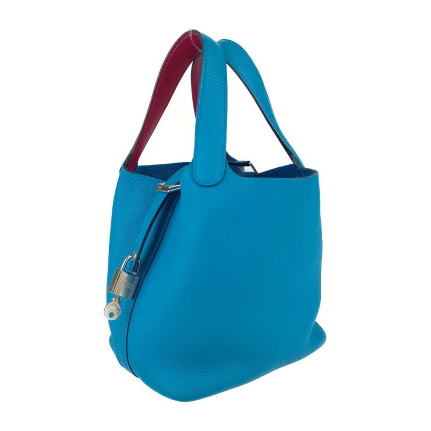 Hermes Blue Taurillon Clemence Leather Swift Leather Handbag Tote Bag ( )
