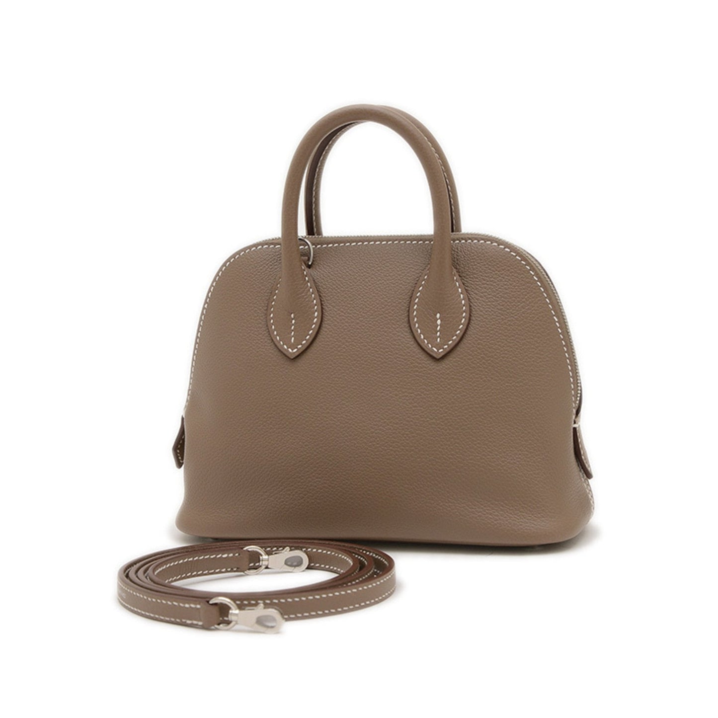 Hermes Bolide Etoupe Gray Leather Handbag ( )