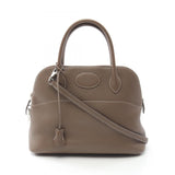 Hermes Bolide Brown Etoupe Gray Taurillon Clemence Leather Handbag ( )