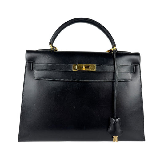 Hermes Black Box Calf Leather Handbag Shoulder Bag ( )