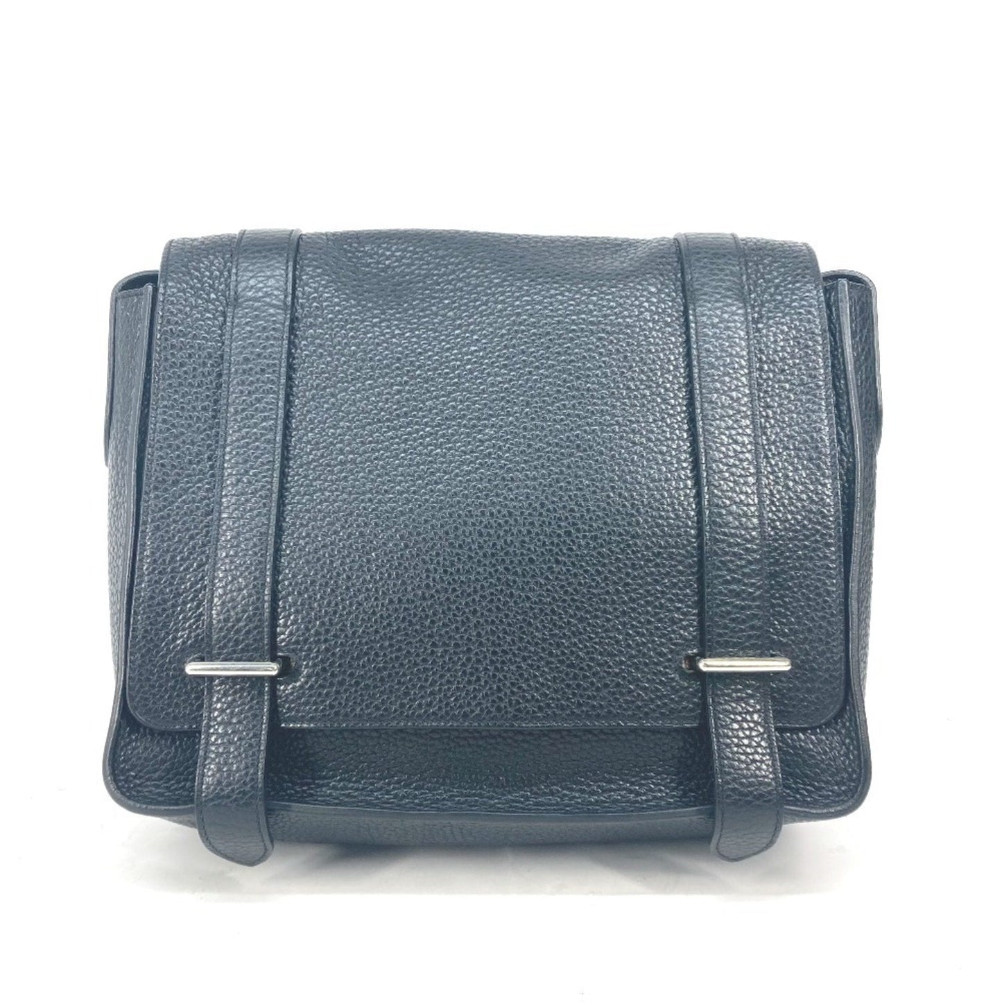 Hermes Black Blue Taurillon Clemence Leather Messenger Bag Shoulder Bag ( )