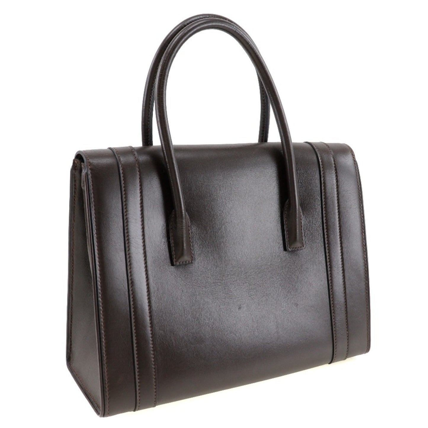 Hermes Brown Chocolat Box Calf Leather Handbag ( )