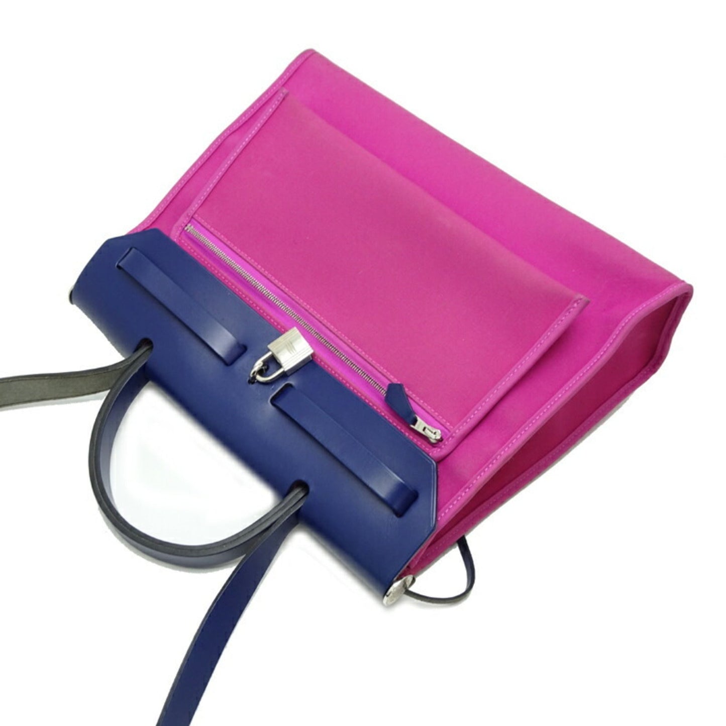 Hermes Bleu Saphir Navy Pink Toile Officier Shoulder Bag ( )