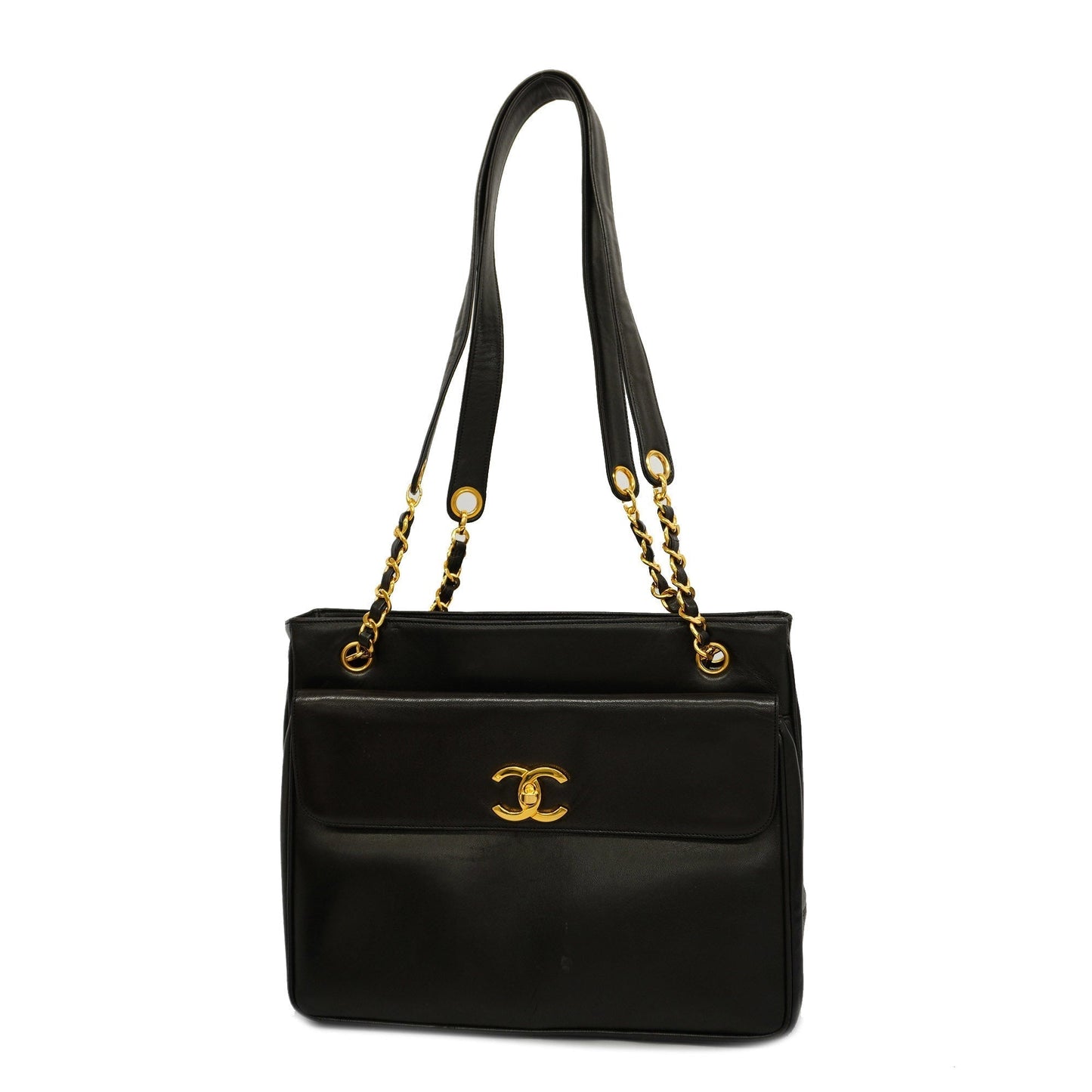 CHANEL   Chain Shoulder Women's Leather Shoulder Bag Black