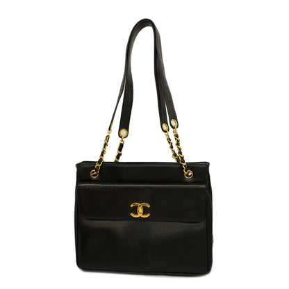 CHANEL   Chain Shoulder Women's Leather Shoulder Bag Black