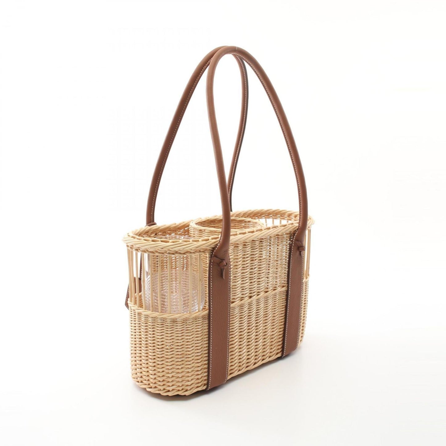 Hermes Beige Brown Barenia Leather Basket Handbag ( )