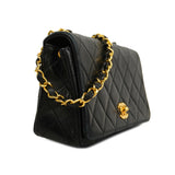 CHANEL Matelasse Chain Shoulder Lambskin Women's Leather Shoulder Bag Black