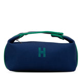 Hermes Blue Marine Navy Toile H Handbag Pouch ( )