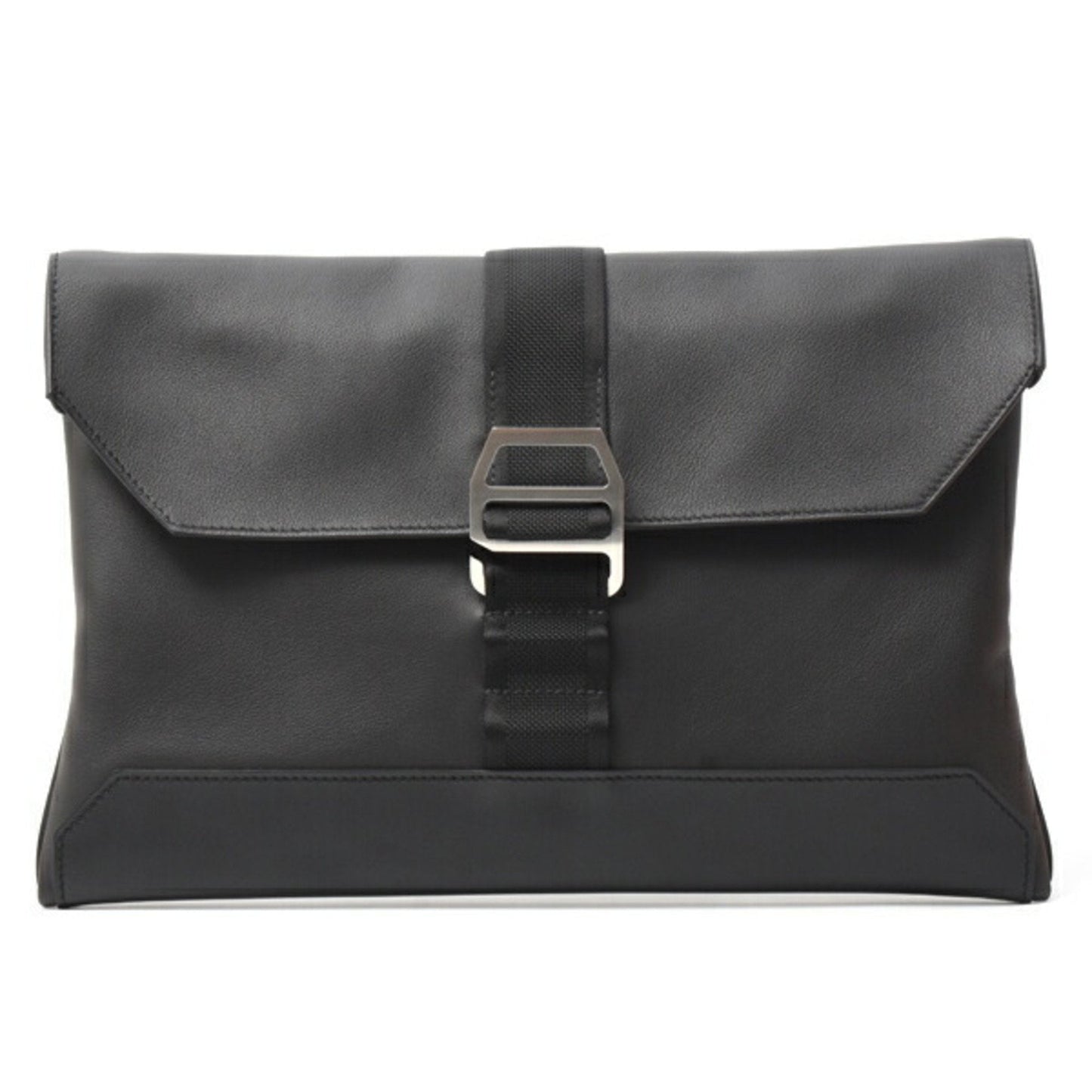 Hermes Black Taurillon Clemence Leather Clutch Bag ( )