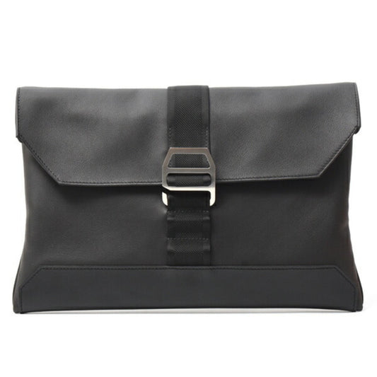 Hermes Black Taurillon Clemence Leather Clutch Bag ( )