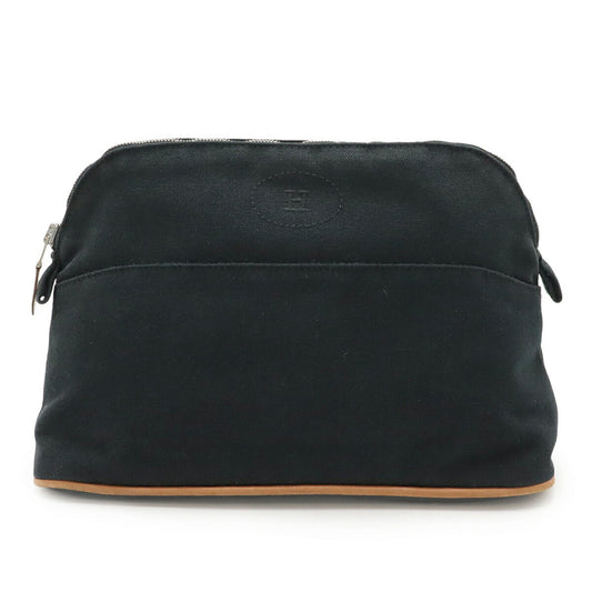 Hermes Black Natural Canvas Leather Pouch ( )