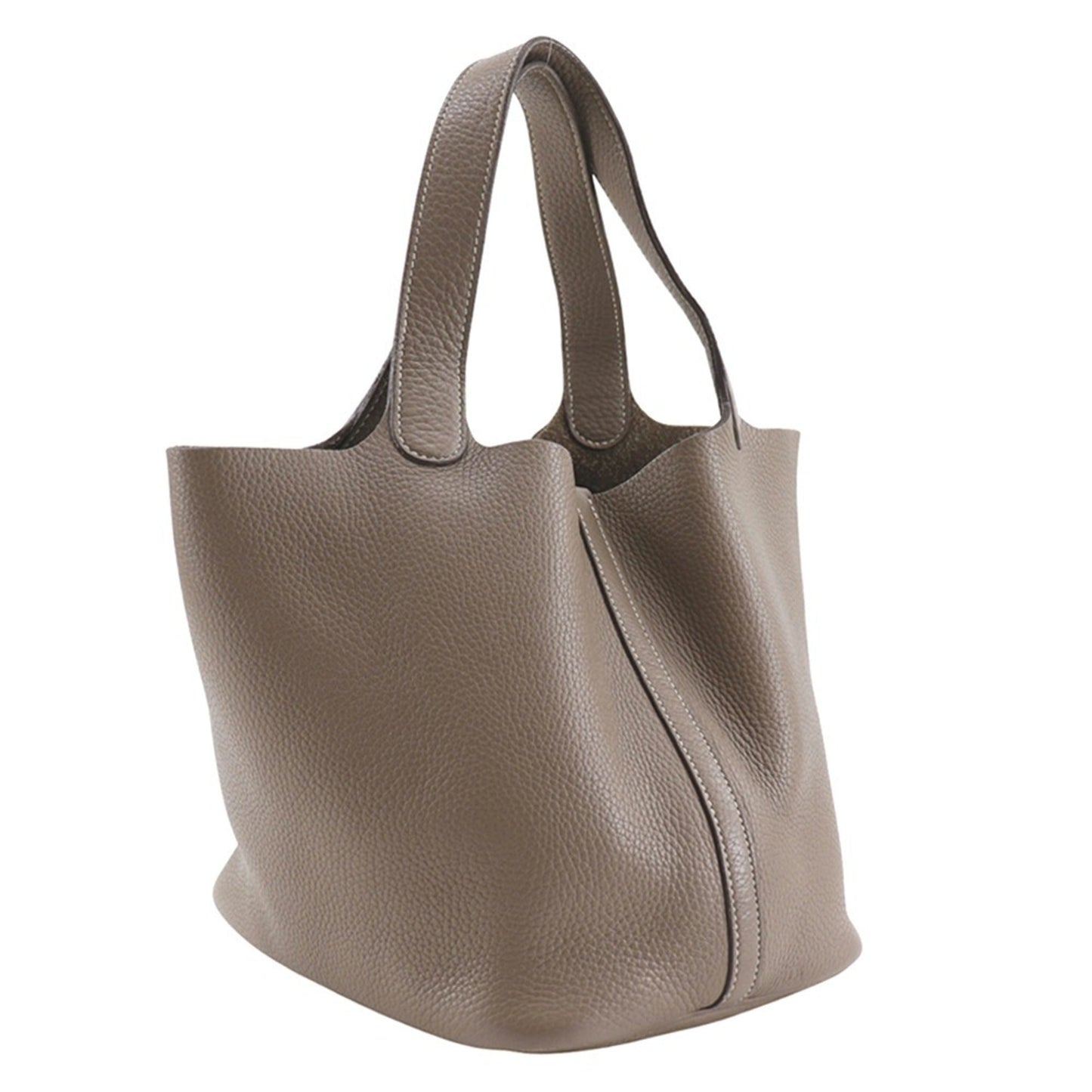 Hermes Brown Etoupe Gray Taurillon Clemence Leather Handbag ( )