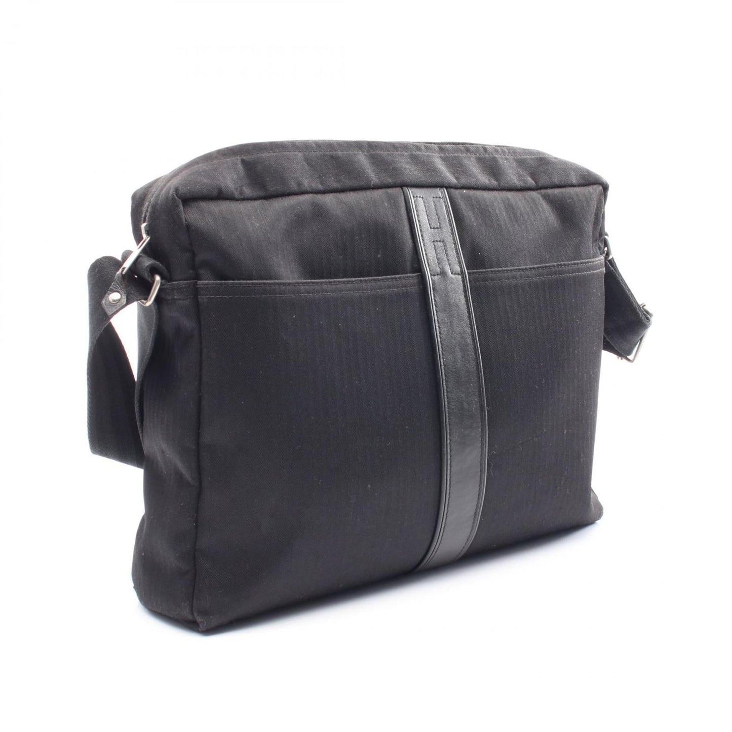 Hermes Black Canvas Leather Shoulder Bag ( )