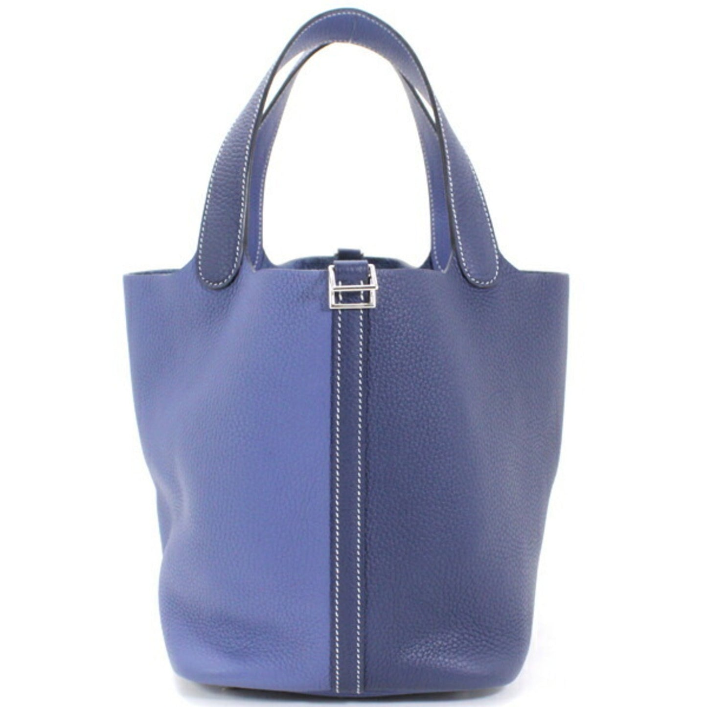 Hermes Bleu Saphir Taurillon Clemence Leather Handbag Tote Bag ( )